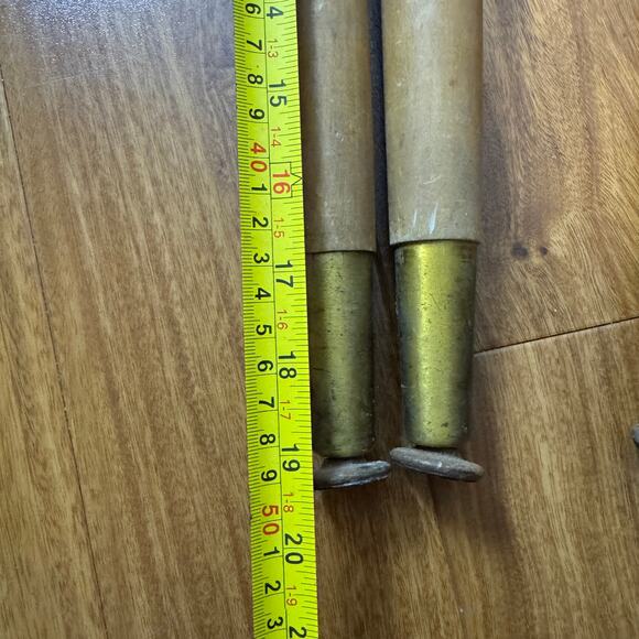 Set of 4 Solid Wood Round Tapered Table Legs Brass Bottom adjustable Feet - Picture 9 of 13